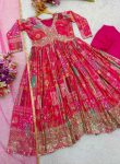 DESIGNER CHINON SILK DIGITAL PRINTED AND EMBROIDERY SEQUENCE WORK GOWN BOTTOM WITH DUPATTA WEDDING WEAR WHOLESALE PRICE ETHNIC GARMENT (3)