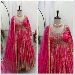 DESIGNER CHINON SILK DIGITAL PRINTED AND EMBROIDERY SEQUENCE WORK GOWN BOTTOM WITH DUPATTA WEDDING WEAR WHOLESALE PRICE ETHNIC GARMENT (3)