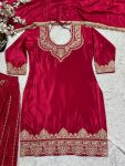 DESIGNER CHINON SILK EMBROIDERY CODING SEQUENCE WORK TOP PALAZZO WITH DUPATTA FESTIVE WEAR WHOLESALE PRICE ETHNIC GARMENT (14)