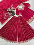 DESIGNER CHINON SILK EMBROIDERY CODING SEQUENCE WORK TOP PALAZZO WITH DUPATTA FESTIVE WEAR WHOLESALE PRICE ETHNIC GARMENT (14)
