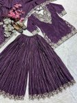 DESIGNER CHINON SILK EMBROIDERY CODING SEQUENCE WORK TOP PALAZZO WITH DUPATTA PARTY WEAR WHOLESALE PRICE ETHNIC GARMENT (7)