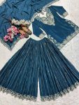 DESIGNER CHINON SILK EMBROIDERY CODING SEQUENCE WORK TOP PALAZZO WITH DUPATTA PARTY WEAR WHOLESALE PRICE ETHNIC GARMENT (3)