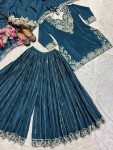 DESIGNER CHINON SILK EMBROIDERY CODING SEQUENCE WORK TOP PALAZZO WITH DUPATTA PARTY WEAR WHOLESALE PRICE ETHNIC GARMENT (3)