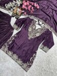 DESIGNER CHINON SILK EMBROIDERY CODING SEQUENCE WORK TOP PALAZZO WITH DUPATTA PARTY WEAR WHOLESALE PRICE ETHNIC GARMENT (7)