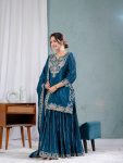 DESIGNER CHINON SILK EMBROIDERY CODING SEQUENCE WORK TOP PALAZZO WITH DUPATTA PARTY WEAR WHOLESALE PRICE ETHNIC GARMENT (3)
