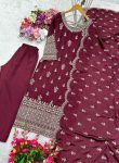 DESIGNER CHINON SILK EMBROIDERY SEQUENCE WORK TOP BOTTOM WITH DUPATTA FESTIVE WEAR WHOLESALE PRICE ETHNIC GARMENT (7)