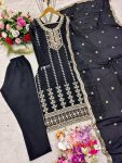 DESIGNER CHINON SILK EMBROIDERY SEQUENCE WORK TOP BOTTOM WITH DUPATTA FESTIVE WEAR WHOLESALE PRICE ETHNIC GARMENT (5)