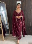 DESIGNER CHINON SILK EMBROIDERY SEQUENCE WORK TOP BOTTOM WITH DUPATTA FESTIVE WEAR WHOLESALE PRICE ETHNIC GARMENT (7)