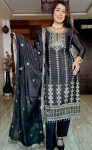 DESIGNER CHINON SILK EMBROIDERY SEQUENCE WORK TOP BOTTOM WITH DUPATTA FESTIVE WEAR WHOLESALE PRICE ETHNIC GARMENT (5)