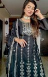 DESIGNER CHINON SILK EMBROIDERY SEQUENCE WORK TOP BOTTOM WITH DUPATTA FESTIVE WEAR WHOLESALE PRICE ETHNIC GARMENT (5)