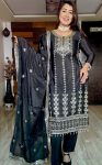 DESIGNER CHINON SILK EMBROIDERY SEQUENCE WORK TOP BOTTOM WITH DUPATTA FESTIVE WEAR WHOLESALE PRICE ETHNIC GARMENT (5)