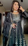 DESIGNER CHINON SILK EMBROIDERY SEQUENCE WORK TOP BOTTOM WITH DUPATTA FESTIVE WEAR WHOLESALE PRICE ETHNIC GARMENT (5)