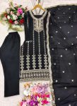 DESIGNER CHINON SILK EMBROIDERY SEQUENCE WORK TOP BOTTOM WITH DUPATTA FESTIVE WEAR WHOLESALE PRICE ETHNIC GARMENT (5)
