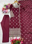 DESIGNER CHINON SILK EMBROIDERY SEQUENCE WORK TOP BOTTOM WITH DUPATTA FESTIVE WEAR WHOLESALE PRICE ETHNIC GARMENT (7)