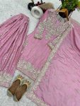 DESIGNER CHINON SILK EMBROIDERY SEQUENCE WORK TOP GHARARA WITH DUPATTA FESTIVE WEAR WHOLESALE PRICE ETHNIC GARMENT (4)