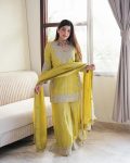 DESIGNER CHINON SILK EMBROIDERY SEQUENCE WORK TOP GHARARA WITH DUPATTA PARTY WEAR WHOLESALE PRICE ETHNIC GARMENT (3)