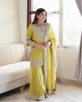DESIGNER CHINON SILK EMBROIDERY SEQUENCE WORK TOP GHARARA WITH DUPATTA PARTY WEAR WHOLESALE PRICE ETHNIC GARMENT (3)