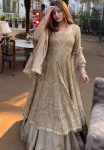 DESIGNER CHINON SILK EMBROIDERY SEQUENCE WORK TOP LEHENGA WITH DUPATTA CREAM