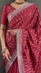 DESIGNER CHINON SILK MULTI SEQUENCE WORK READY TO WEAR SAREE WITH UNSTITCHED BLOUSE PARTYWEAR WHOLESALE PRICE ETHNIC GARMENT (27)
