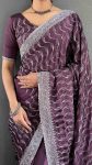 DESIGNER CHINON SILK MULTI SEQUENCE WORK READY TO WEAR SAREE WITH UNSTITCHED BLOUSE PARTYWEAR WHOLESALE PRICE ETHNIC GARMENT (32)