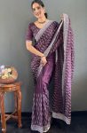 DESIGNER CHINON SILK MULTI SEQUENCE WORK READY TO WEAR SAREE WITH UNSTITCHED BLOUSE PARTYWEAR WHOLESALE PRICE ETHNIC GARMENT (32)