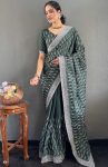 DESIGNER CHINON SILK MULTI SEQUENCE WORK READY TO WEAR SAREE WITH UNSTITCHED BLOUSE PARTYWEAR WHOLESALE PRICE ETHNIC GARMENT (36)
