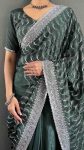 DESIGNER CHINON SILK MULTI SEQUENCE WORK READY TO WEAR SAREE WITH UNSTITCHED BLOUSE PARTYWEAR WHOLESALE PRICE ETHNIC GARMENT (36)