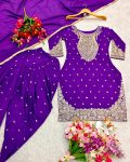 DESIGNER CHINON SILK SEQUENCE EMBROIDERY WORK TOP DHOTI WITH DUPATTA FESTIVE WEAR WHOLESALE PRICE ETHNIC GARMENT (2)