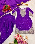 DESIGNER CHINON SILK SEQUENCE EMBROIDERY WORK TOP DHOTI WITH DUPATTA FESTIVE WEAR WHOLESALE PRICE ETHNIC GARMENT (2)