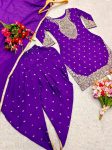 DESIGNER CHINON SILK SEQUENCE EMBROIDERY WORK TOP DHOTI WITH DUPATTA FESTIVE WEAR WHOLESALE PRICE ETHNIC GARMENT (2)