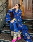 DESIGNER CHINON SILK SEQUENCE EMBROIDERY WORK TOP PALAZZO WITH DUPATTA FESTIVE WEAR WHOLESALE PRICE ETHNIC GARMENT (7)