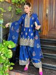 DESIGNER CHINON SILK SEQUENCE EMBROIDERY WORK TOP PALAZZO WITH DUPATTA FESTIVE WEAR WHOLESALE PRICE ETHNIC GARMENT (7)