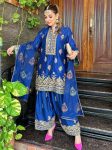 DESIGNER CHINON SILK SEQUENCE EMBROIDERY WORK TOP PALAZZO WITH DUPATTA FESTIVE WEAR WHOLESALE PRICE ETHNIC GARMENT (7)
