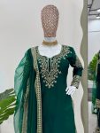DESIGNER CHINON SILK THREAD SEQUENCE WORK TOP SHARARA WITH DUPATTA PARTY WEAR WHOLESALE PRICE ETHNIC GARMENT (9)