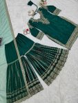 DESIGNER CHINON SILK THREAD SEQUENCE WORK TOP SHARARA WITH DUPATTA PARTY WEAR WHOLESALE PRICE ETHNIC GARMENT (9)