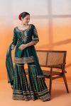 DESIGNER CHINON SILK THREAD SEQUENCE WORK TOP SHARARA WITH DUPATTA PARTY WEAR WHOLESALE PRICE ETHNIC GARMENT (9)