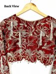 DESIGNER CHINON THREAD, EMBROIDERY ZARI AND SEQUENCE WORK CROP TOP WITH DRAPE SKIRT PARTYWEAR WHOLESALE PRICE ETHNIC GARMENT (2)