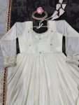 DESIGNER CHINON THREAD WITH SEQUENCE LACE BORDER WORK GOWN BOTTOM WITH DUPATTA FESTIVE WEAR WHOLESALE PRICE ETHNIC GARMENT (5)