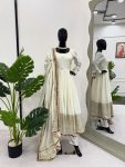 DESIGNER CHINON THREAD WITH SEQUENCE LACE BORDER WORK GOWN BOTTOM WITH DUPATTA FESTIVE WEAR WHOLESALE PRICE ETHNIC GARMENT (5)