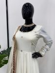 DESIGNER CHINON THREAD WITH SEQUENCE LACE BORDER WORK GOWN BOTTOM WITH DUPATTA FESTIVE WEAR WHOLESALE PRICE ETHNIC GARMENT (5)