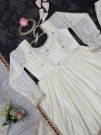 DESIGNER CHINON THREAD WITH SEQUENCE LACE BORDER WORK GOWN BOTTOM WITH DUPATTA FESTIVE WEAR WHOLESALE PRICE ETHNIC GARMENT (5)