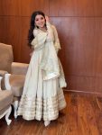 DESIGNER CHINON THREAD WITH SEQUENCE LACE BORDER WORK GOWN BOTTOM WITH DUPATTA FESTIVE WEAR WHOLESALE PRICE ETHNIC GARMENT (5)