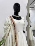DESIGNER CHINON THREAD WITH SEQUENCE LACE BORDER WORK GOWN BOTTOM WITH DUPATTA FESTIVE WEAR WHOLESALE PRICE ETHNIC GARMENT (5)