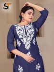 DESIGNER COTTON CHICENKARI EMBROIDERY WORK TOP PALAZZO PARTY WEAR WHOLESALE PRICE ETHNIC GARMENT (11)