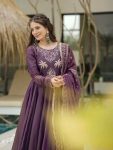 DESIGNER CRUSH EMBROIDERY SEQUENCE WORK GOWN BOTTOM WITH DUPATTA FESTIVAL WEAR WHOLESALE PRICE ETHNIC GARMENT (8)