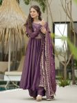 DESIGNER CRUSH EMBROIDERY SEQUENCE WORK GOWN BOTTOM WITH DUPATTA FESTIVAL WEAR WHOLESALE PRICE ETHNIC GARMENT (8)