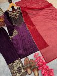 DESIGNER CRUSH VISCOSE VELVET 5 MM SEQUENCE AND RIVET MOTI WORK TOP PALAZZO WITH DUPATTA FESTIVE WEAR WHOLESALE PRICE ETHNIC GARMENT (14)