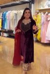 DESIGNER CRUSH VISCOSE VELVET 5 MM SEQUENCE AND RIVET MOTI WORK TOP PALAZZO WITH DUPATTA FESTIVE WEAR WHOLESALE PRICE ETHNIC GARMENT (14)