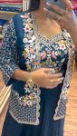 DESIGNER DIAMOND SILK MULTY THREAD EMBROIDERY SEQUENCE WORK LEHENGA BLOUSE WITH GEORGETTE SHRUG WEDDING WEAR WHOLESALE PRICE ETHNIC GARMNET (5)