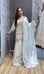 DESIGNER EMBROIDERY SEQUENCE THREAD WORK TOP PALAZZO WITH DUPATTA PARTY WEAR WHOLESALE PRICE ETHNIC GARMENT (14)